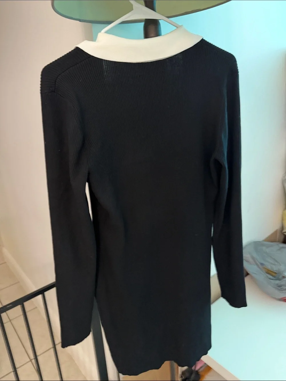 Cider Black & White Contrast-Trim Button Front Longline Cardigan